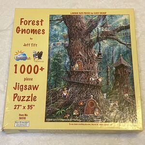 Forest Gnomes Jigsaw Puzzle 1000pc Woods Elves Dwarf Tree House Fantasy 27 x 35